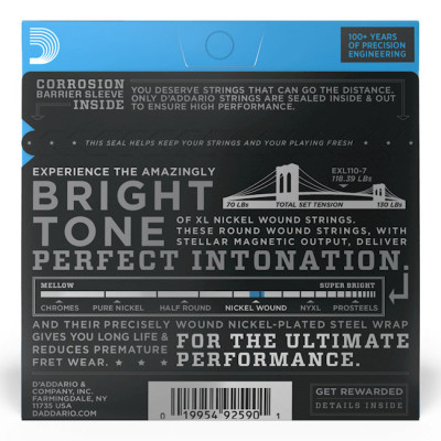 D'ADDARIO EXL110-7 XL NICKEL WOUND REGULAR LIGHT 7-STRING (10-59) струни для 7-ми струнної електрогітари